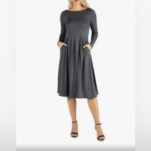 24seven comfortable grey midi dress with pockets. Size small. Great condition